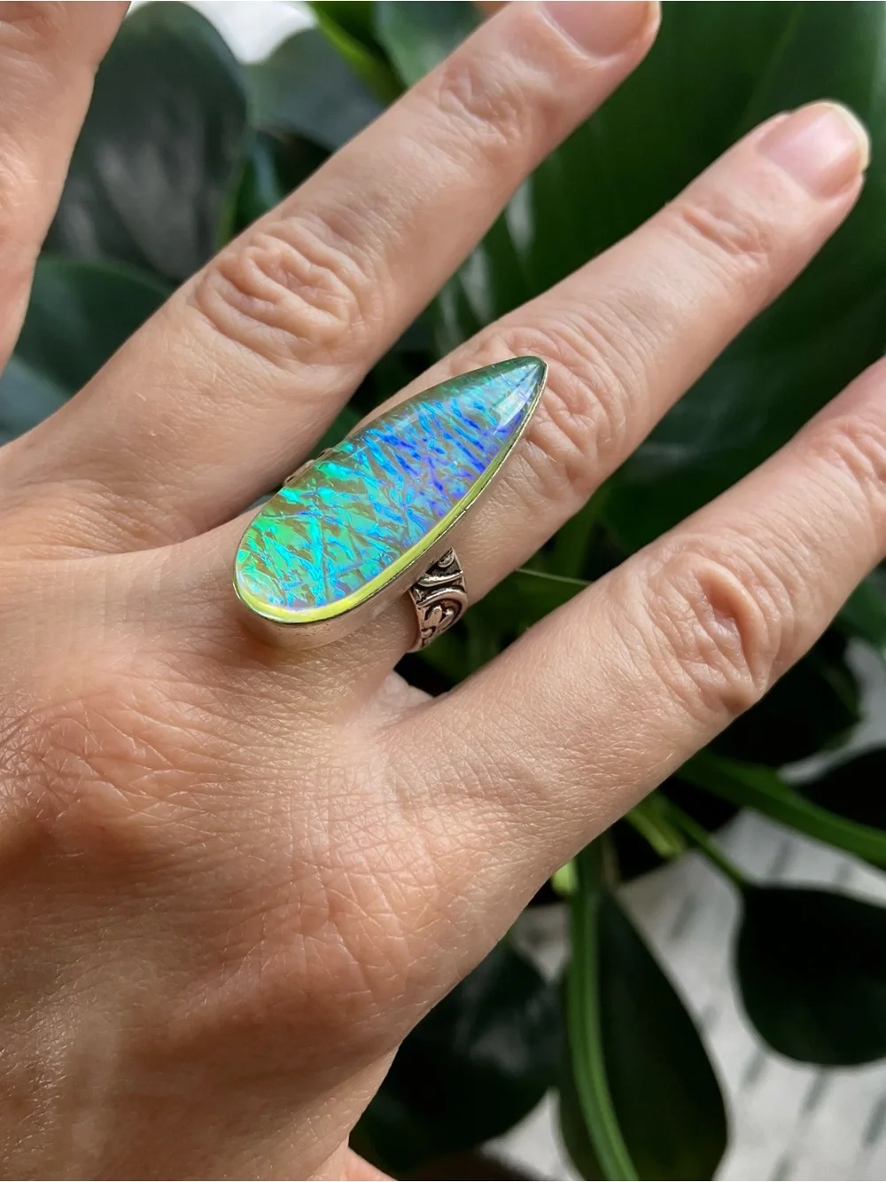 Teardrop Fairy Ring, Sterling 925, 6.25